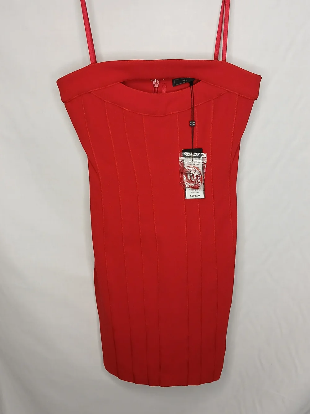 BCBGMaxAzria Strapless Red Mini Dress with Cutout - Picture 3 of 5